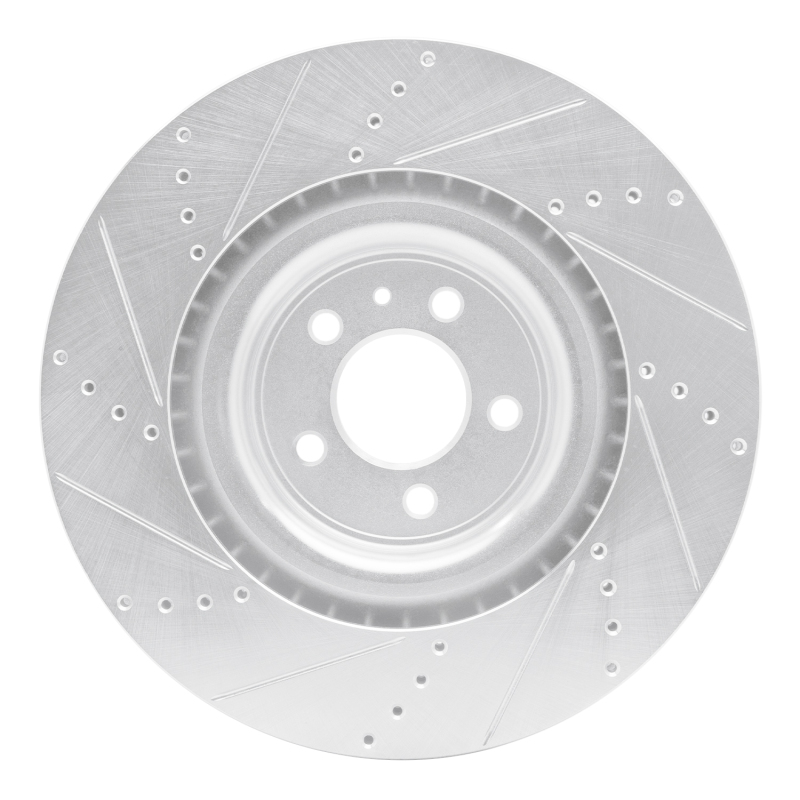 Ford Mustang Brake Rotor (1) - Front Right - R1 Concepts - Drilled & Slotted - Silver - `13-`14